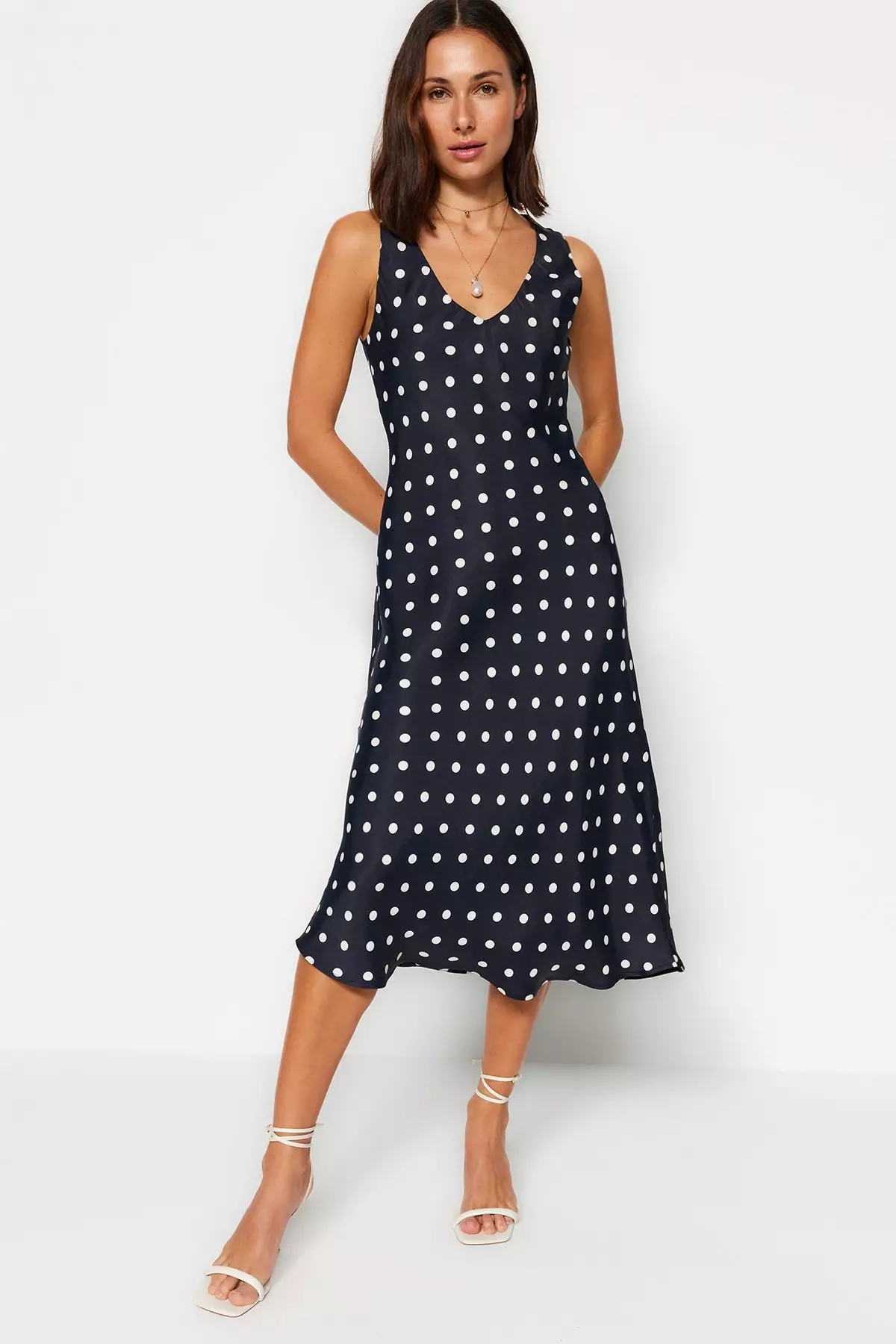 Polka Dot Satin Woven Dress