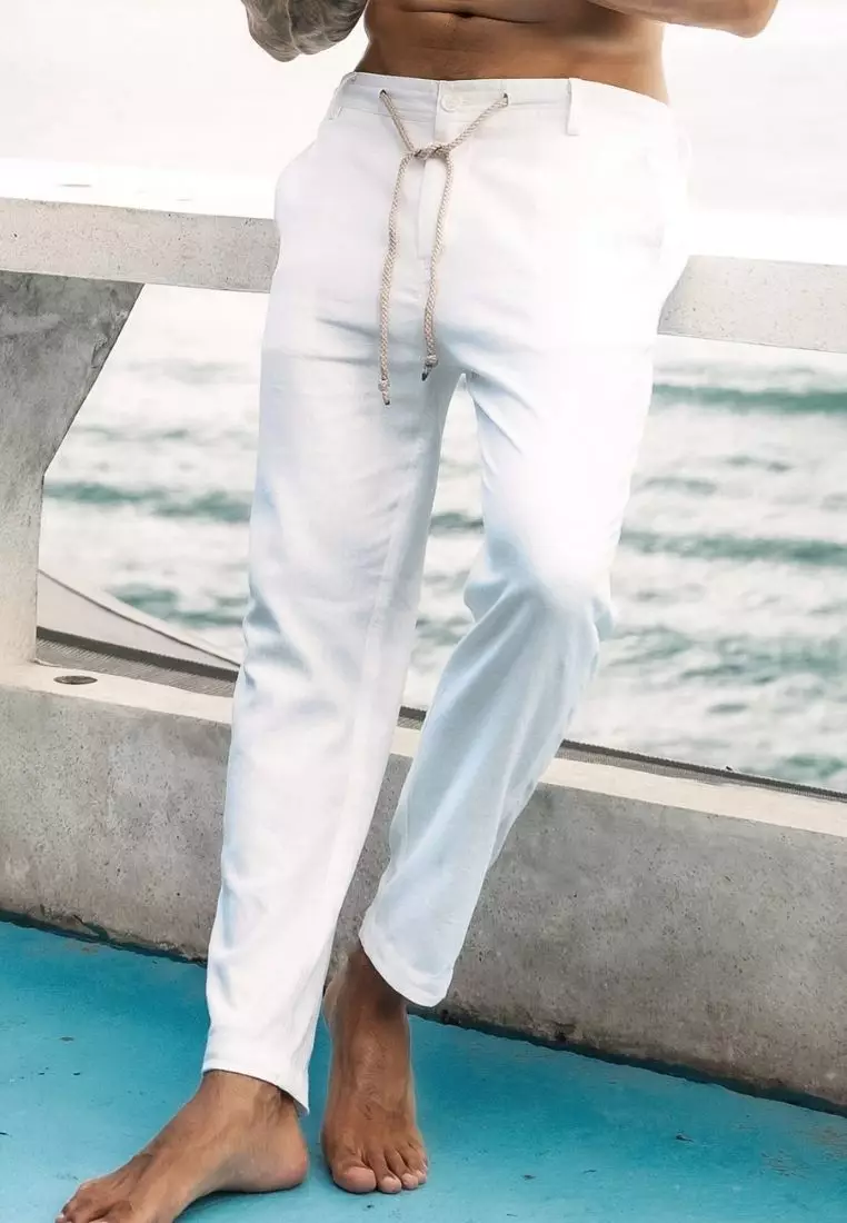 Salt Setelan Blazer Celana Linen Pria Putih - Linen Blazer Set for Men White