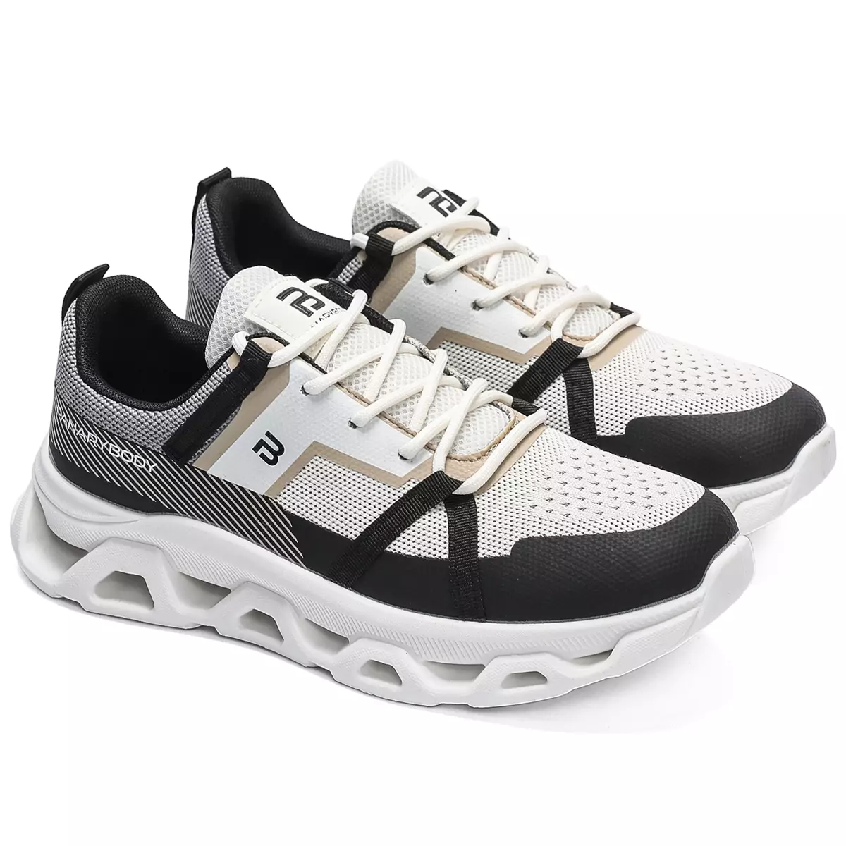 LURAD Sepatu Pria Breathable Textile Sneakers Cowok Sekolah Travel Polos QNR31