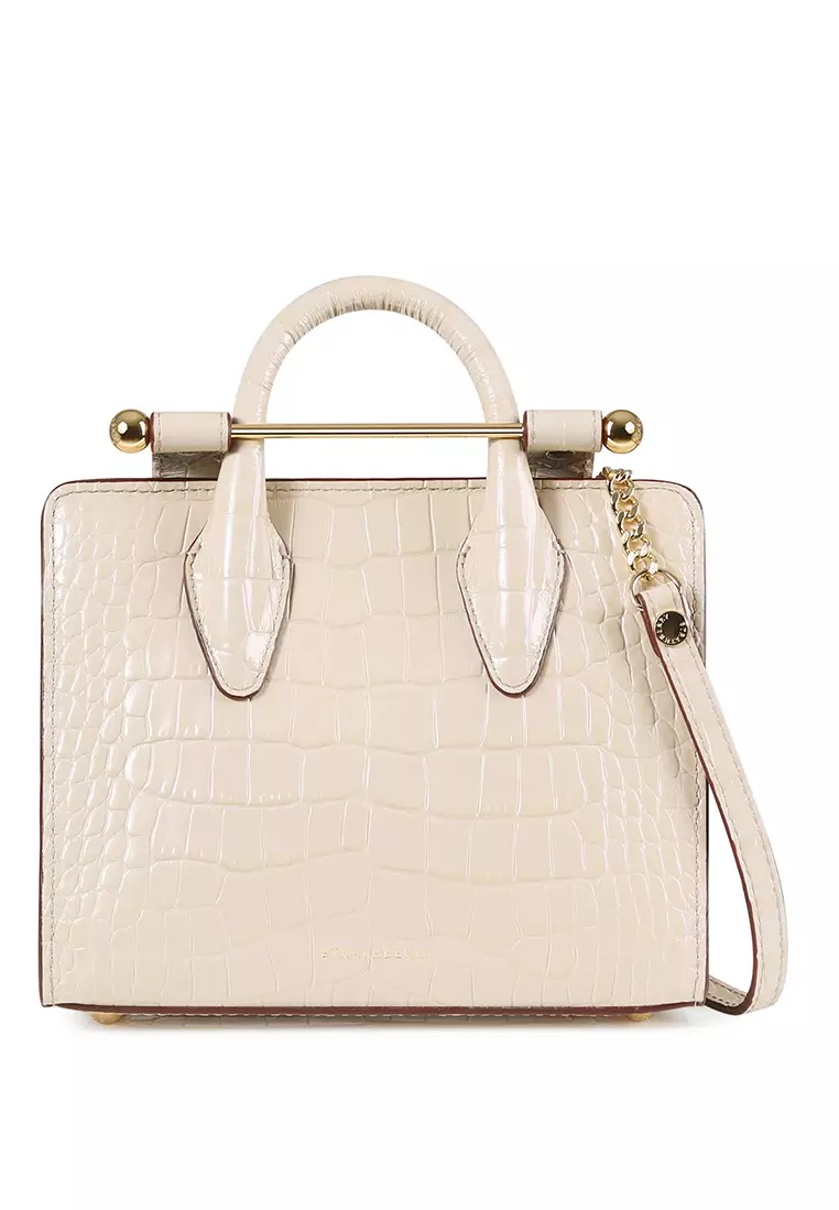 Strathberry Midi Croc-Embossed Leather Tote worn by Margaret