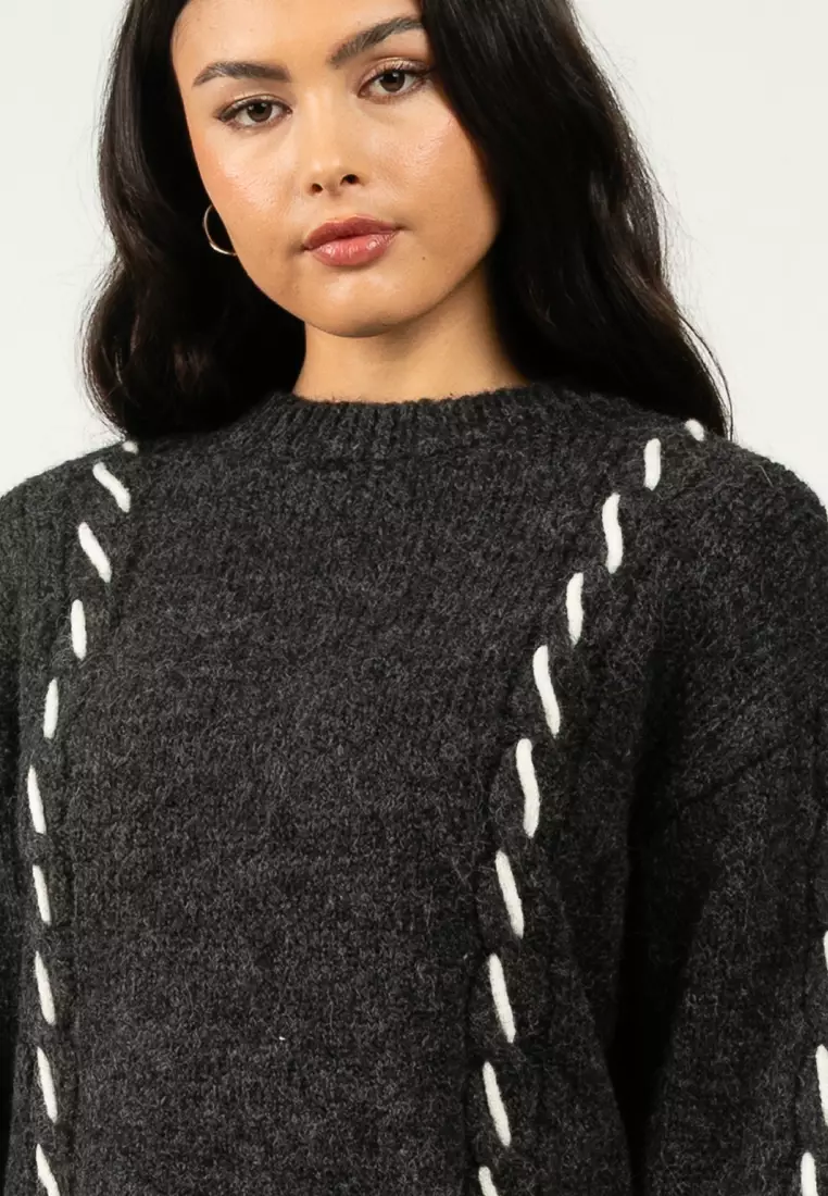 Round Neck Hand Stitch Sweater