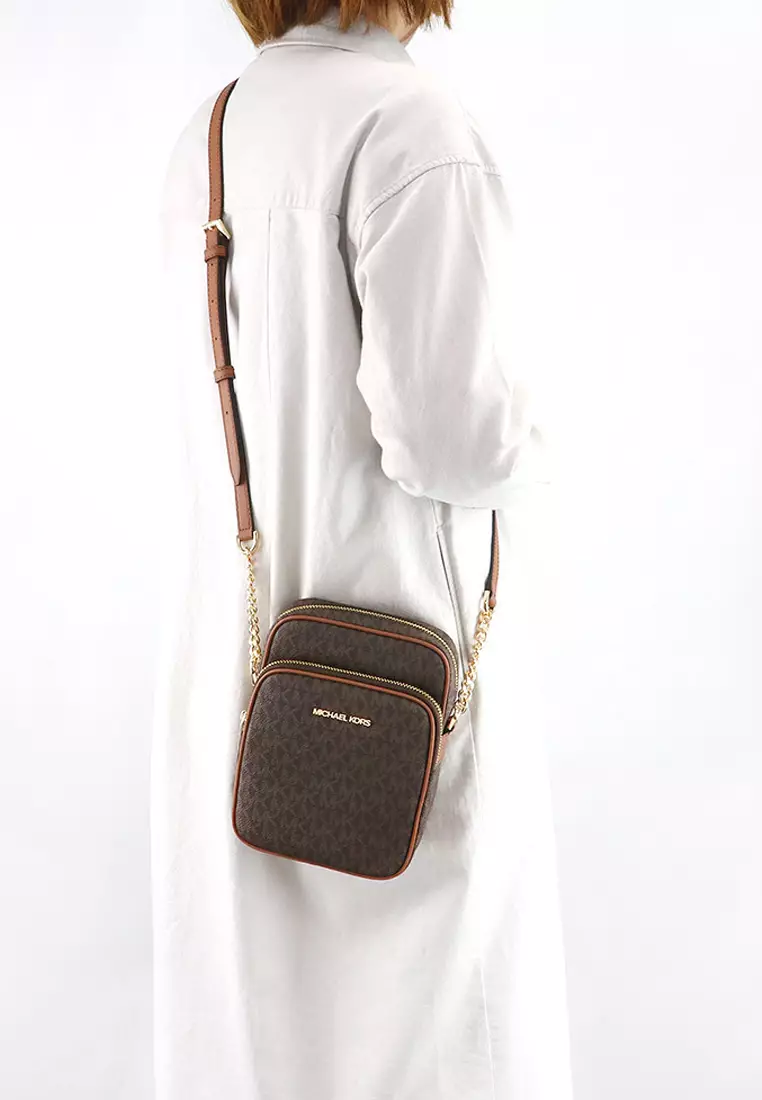 Jet Set Travel Medium Logo Crossbody Bag In Brown 35F1GTVC2B