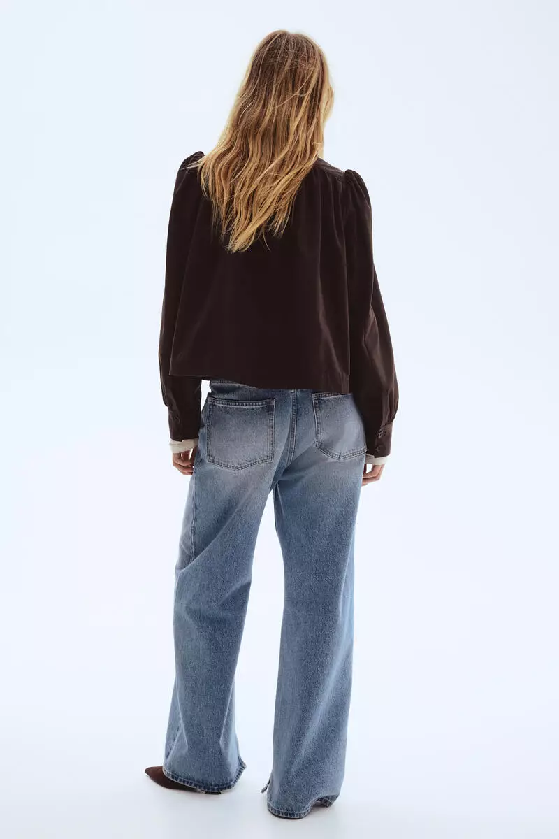 Puff-sleeved twill jacket