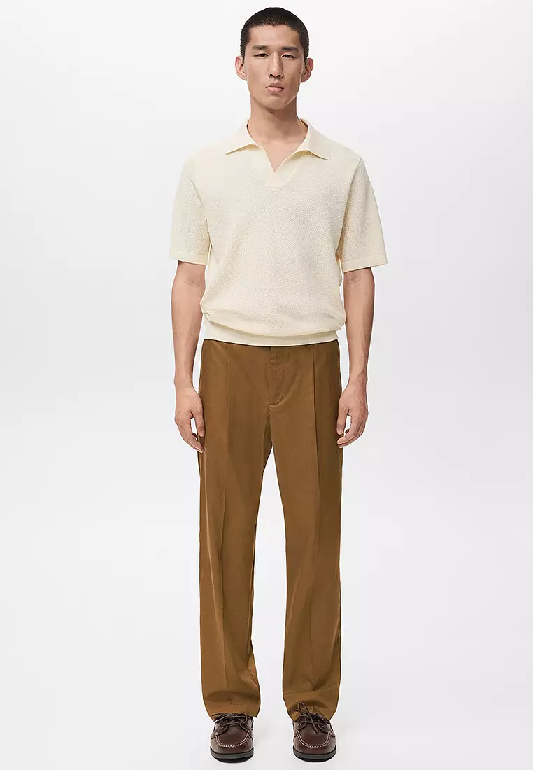 Regular-Fit Pleated Flowy Trousers