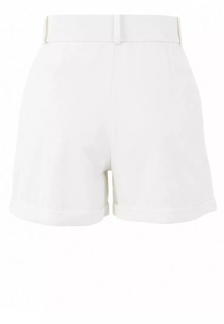 White Belted Regular Cotton Gabardine Shorts & Bermuda Twoss19Ie0002