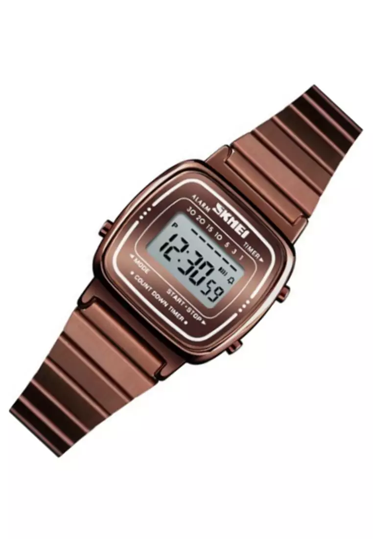 Jam Tangan Casual Digital Wanita Waterproof 50m Strap Tali Material Stainless Steel LA60 ORIGINAL