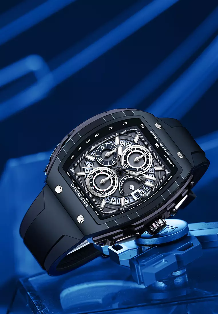 Jam Tangan Pria Olahraga Kalendar Bercahaya Anti Air Tali Silikon Jam Tangan Cowok Original black