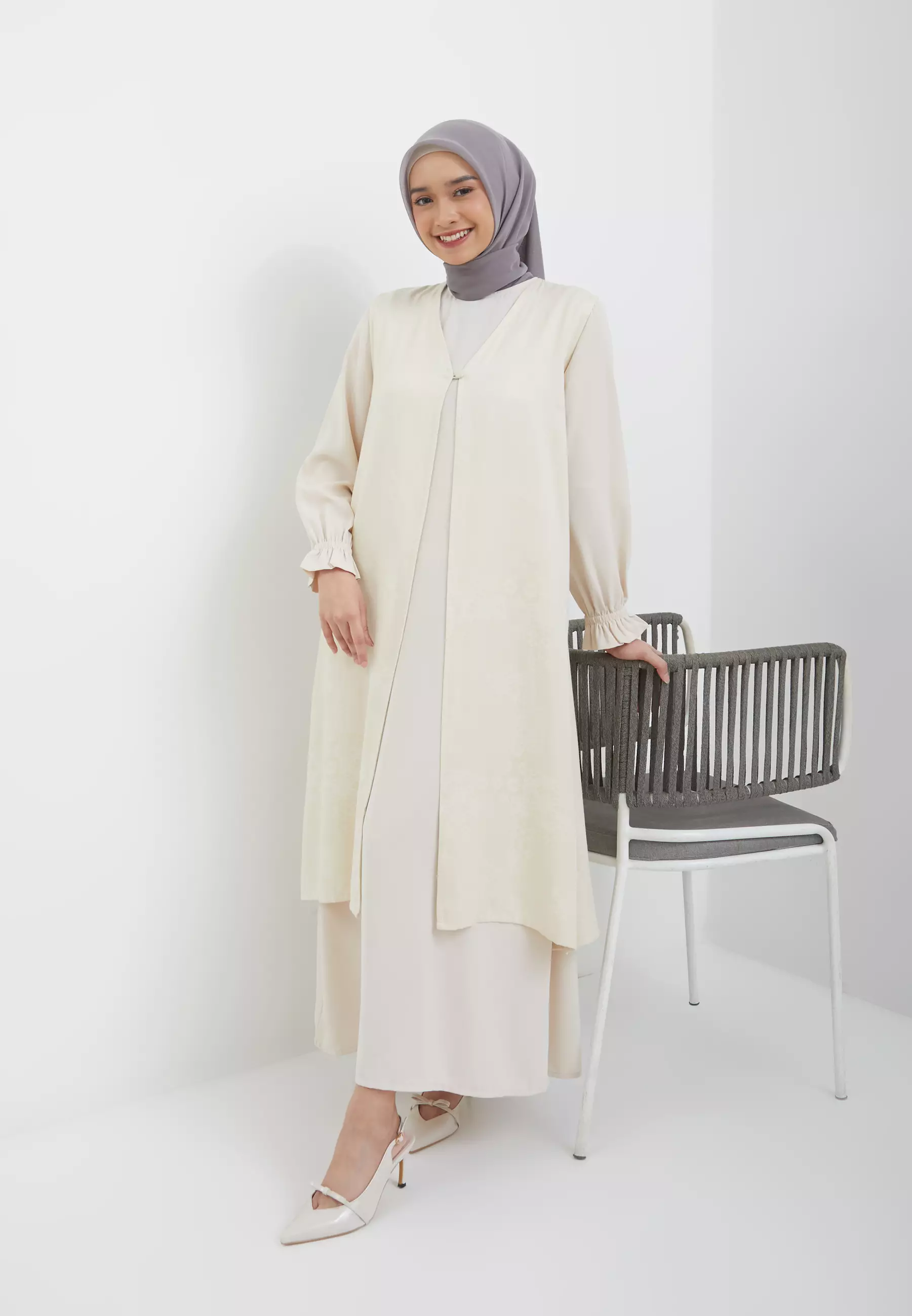  Amina Cream Two Set Dress (G.42136)