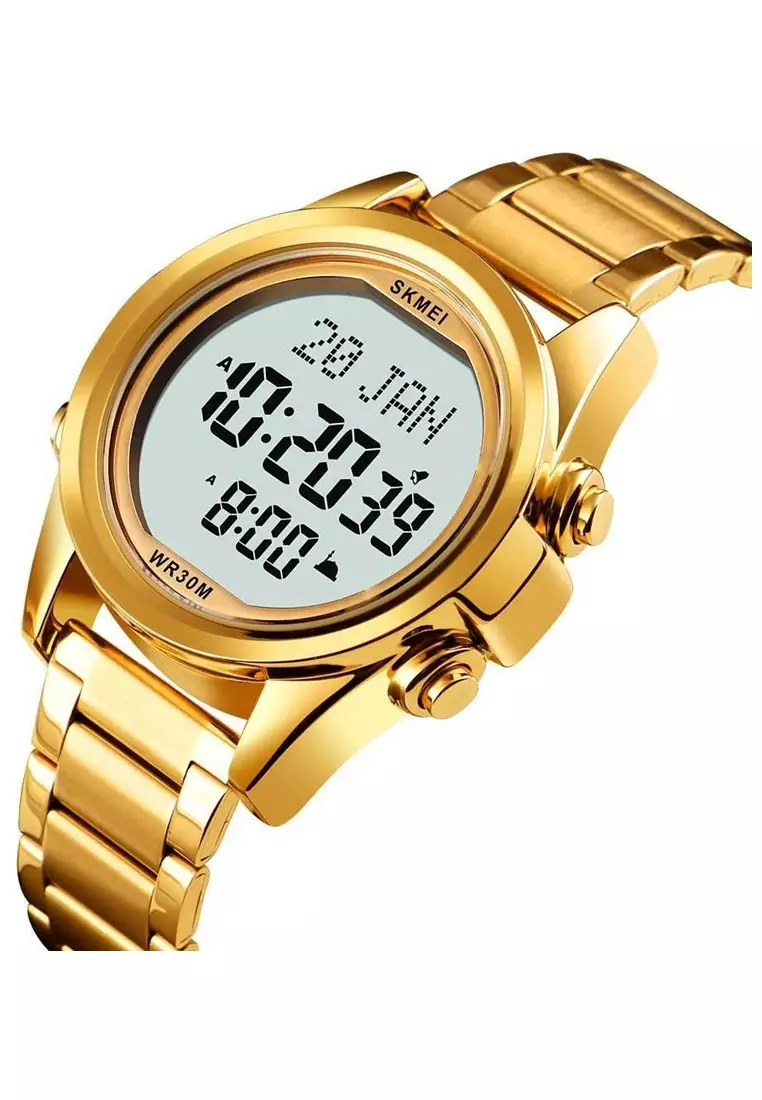 Jam Tangan Digital Casual Pria Penunjuk Arah Kiblat Many Function Strap Tali Material Stainless Steel KB67 ORIGINIAL