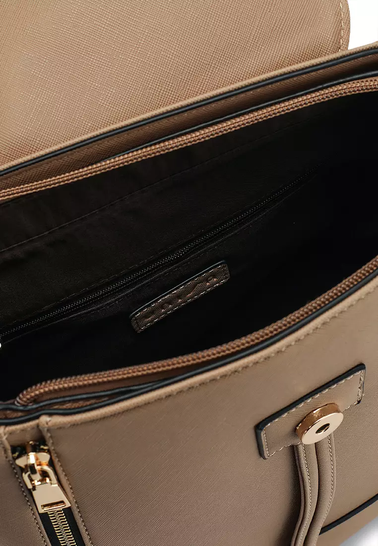 Saffiano Backpack With Flap Over