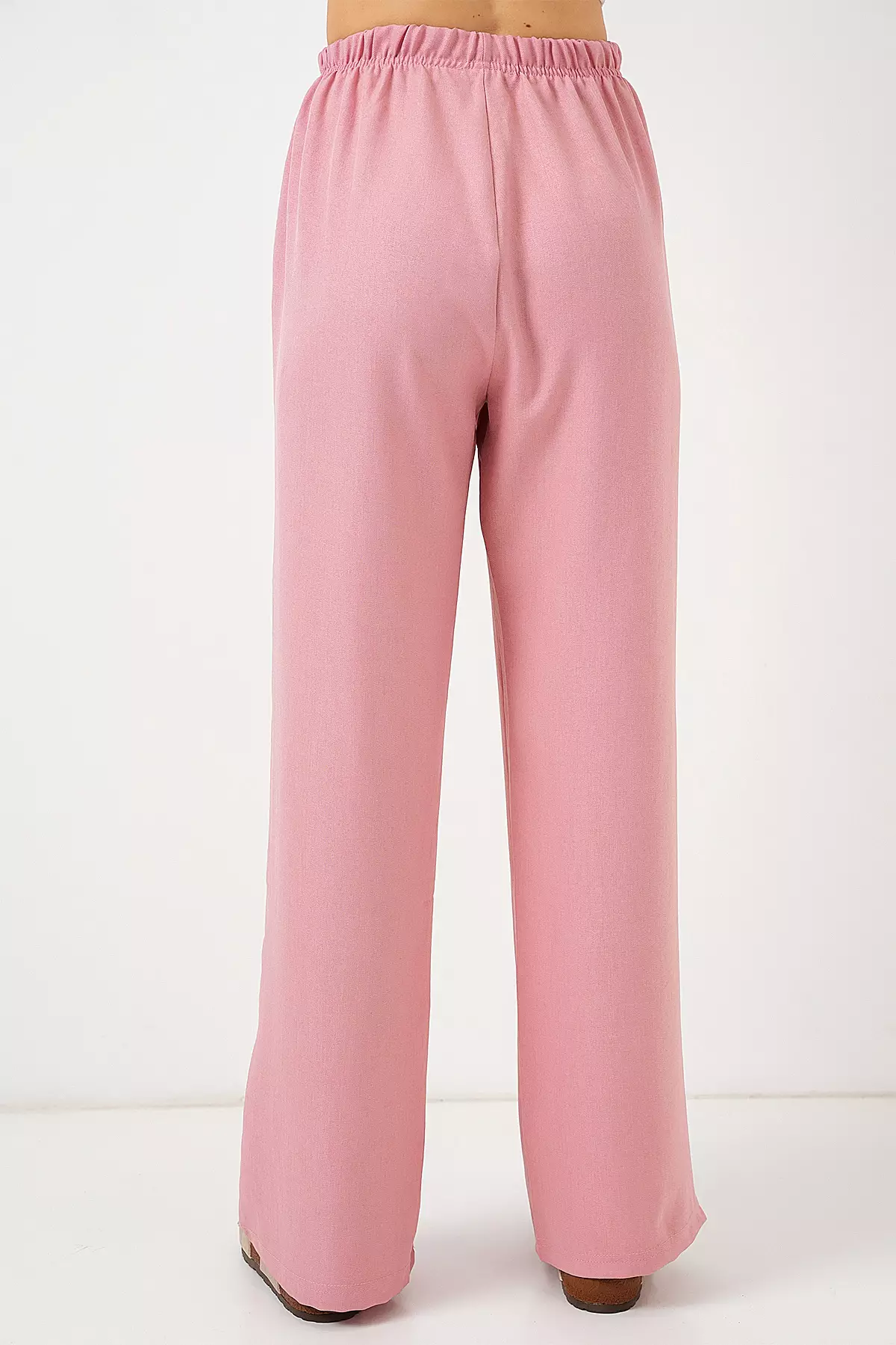 Women's Wide Leg Linen Trousers 6735 - Powder