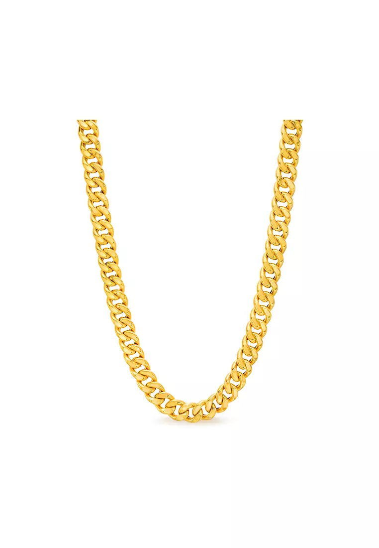 916/22K Gold Hollow Machine Curb Chain Necklace R020 (6.50MM, 60CM)
