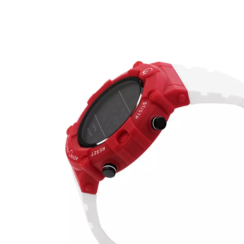 Jam Tangan Pria Alexandre Christie Digi AC 9386 MH RIPREGR Men Digital Dial White Rubber Strap