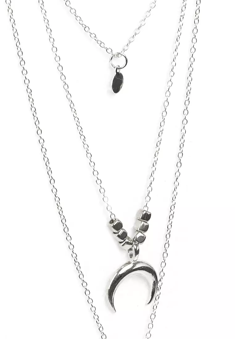 Kalung Liontin Choker Retro Pendant Necklace Perhiasaan Fashion Wanita - Silver