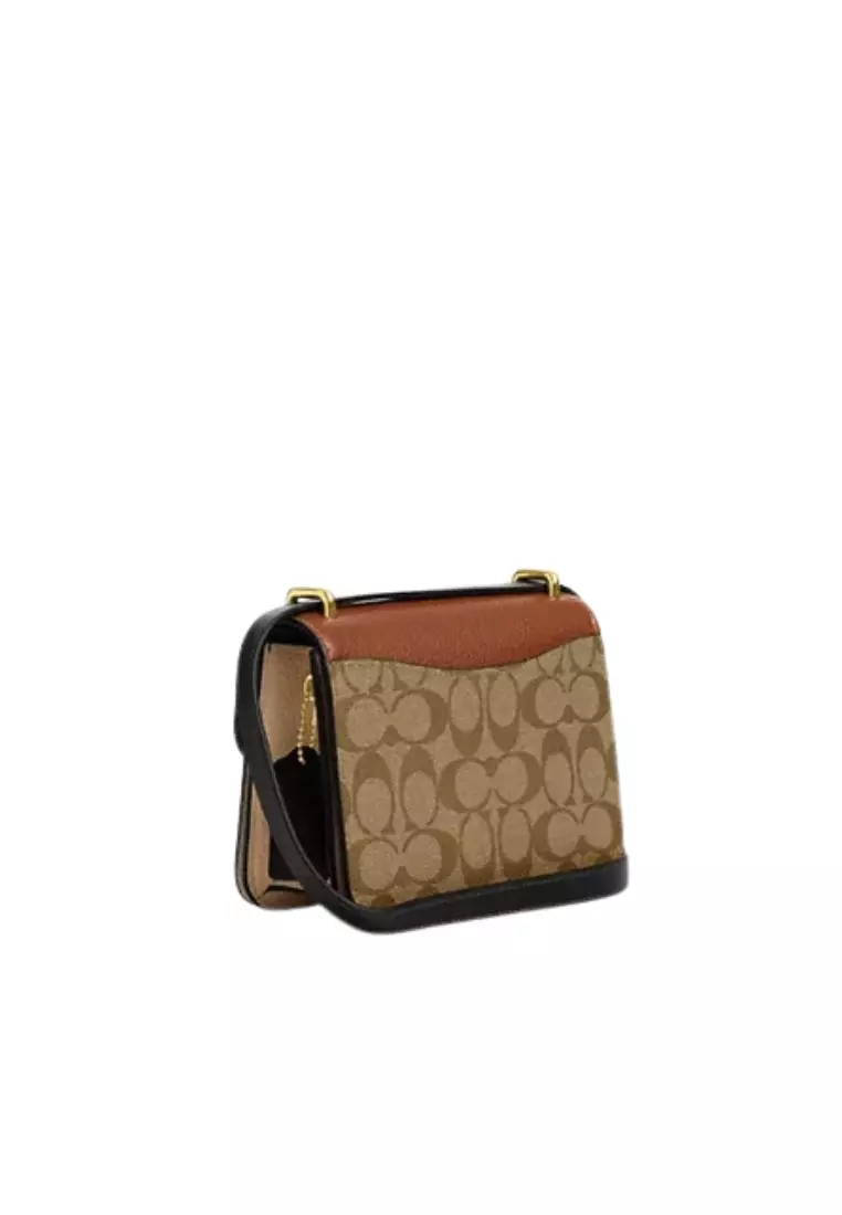 Coach Morgan Square Crossbody Bag Colorblock Signature Canvas In Khaki Multi CL462