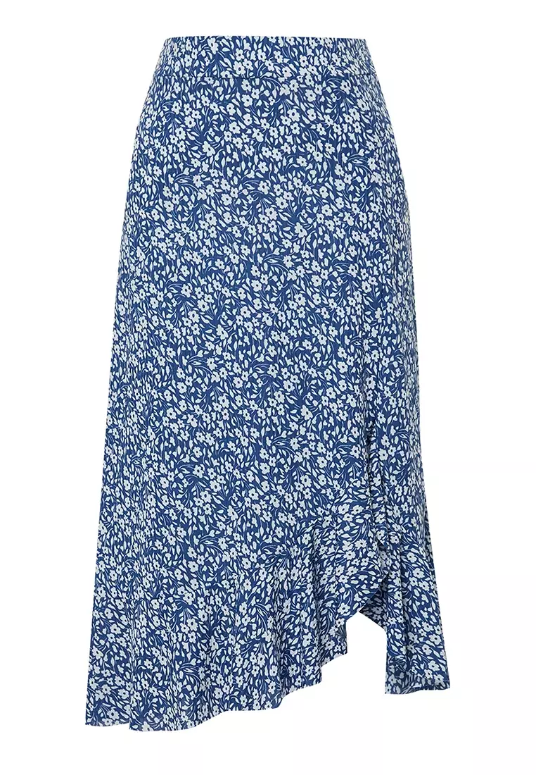 High Waist Print Midi Skirt