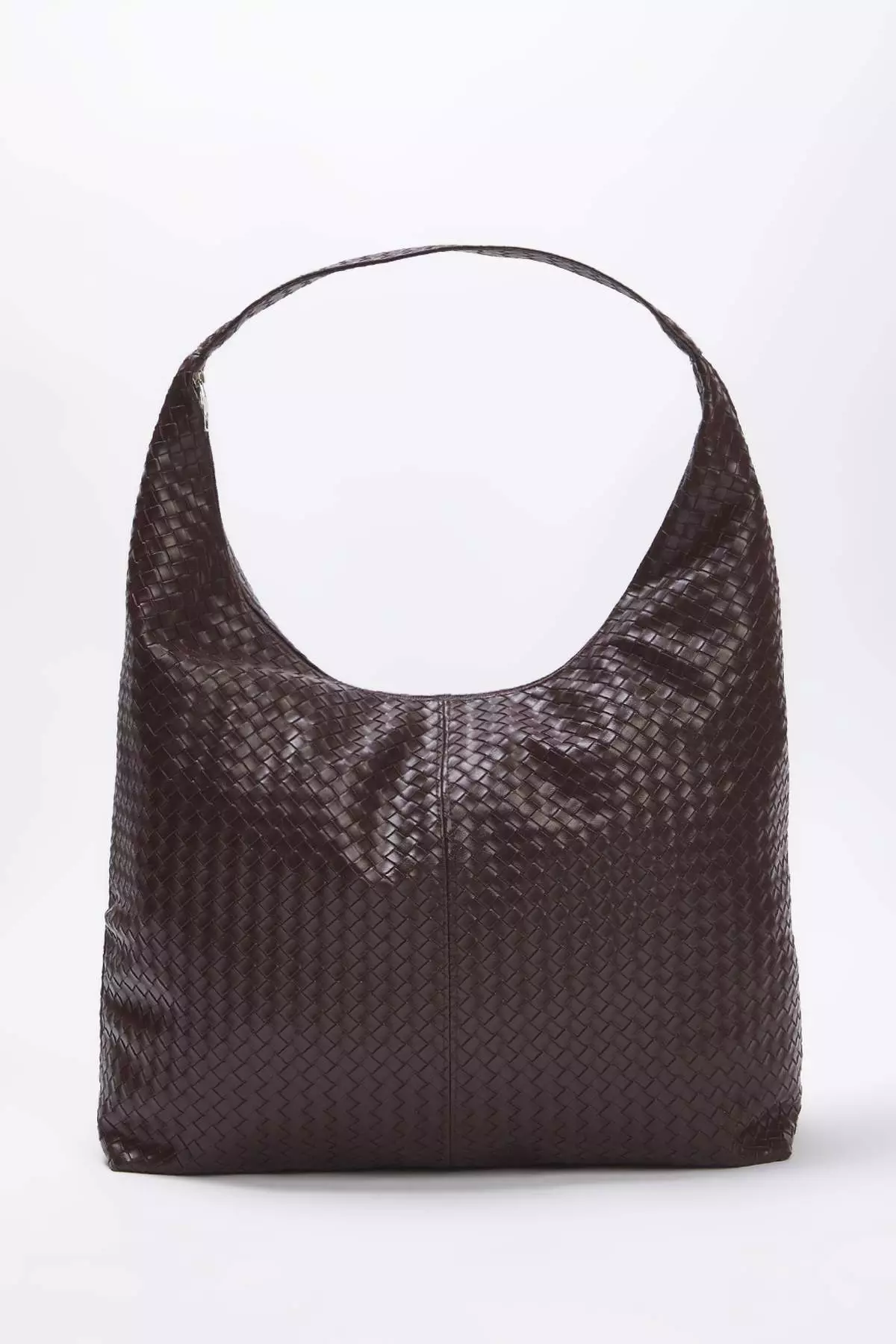 Brown Knitted Patterned Large Maxi Tote Women's Shoulder Bag