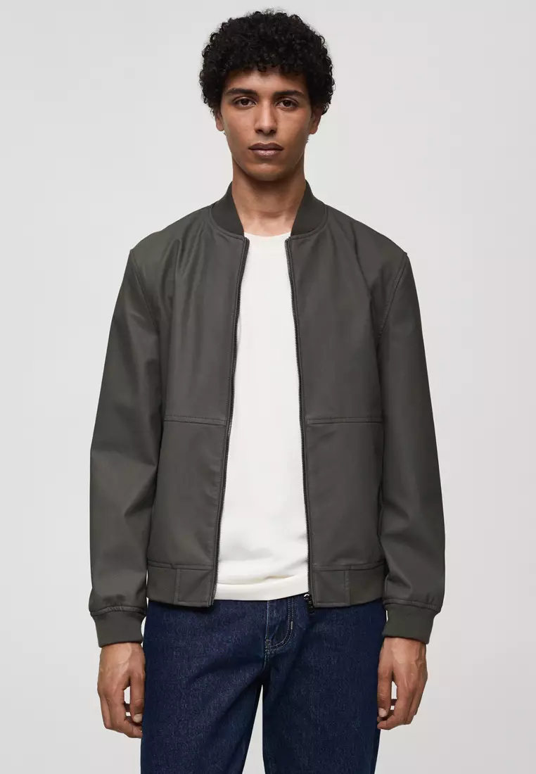 Mango grey leather jacket online
