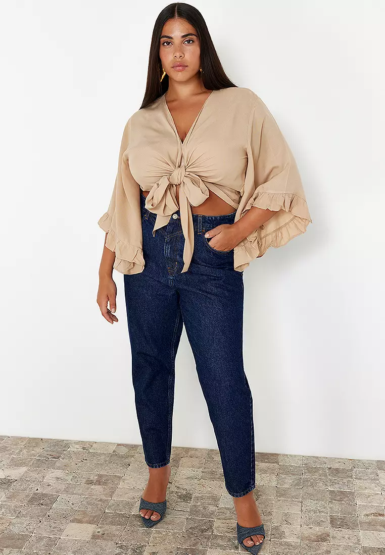 Plus Size Crop Flounce Blouse