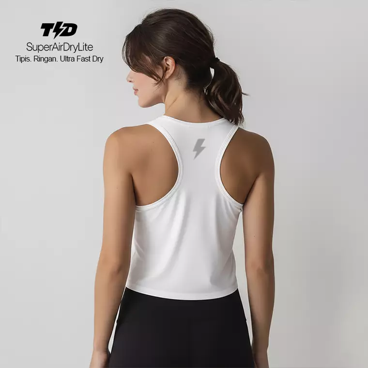 TdActive Crop Tank Top Lari Running Putih Abu Muda  SuperAirDryLite LSF25