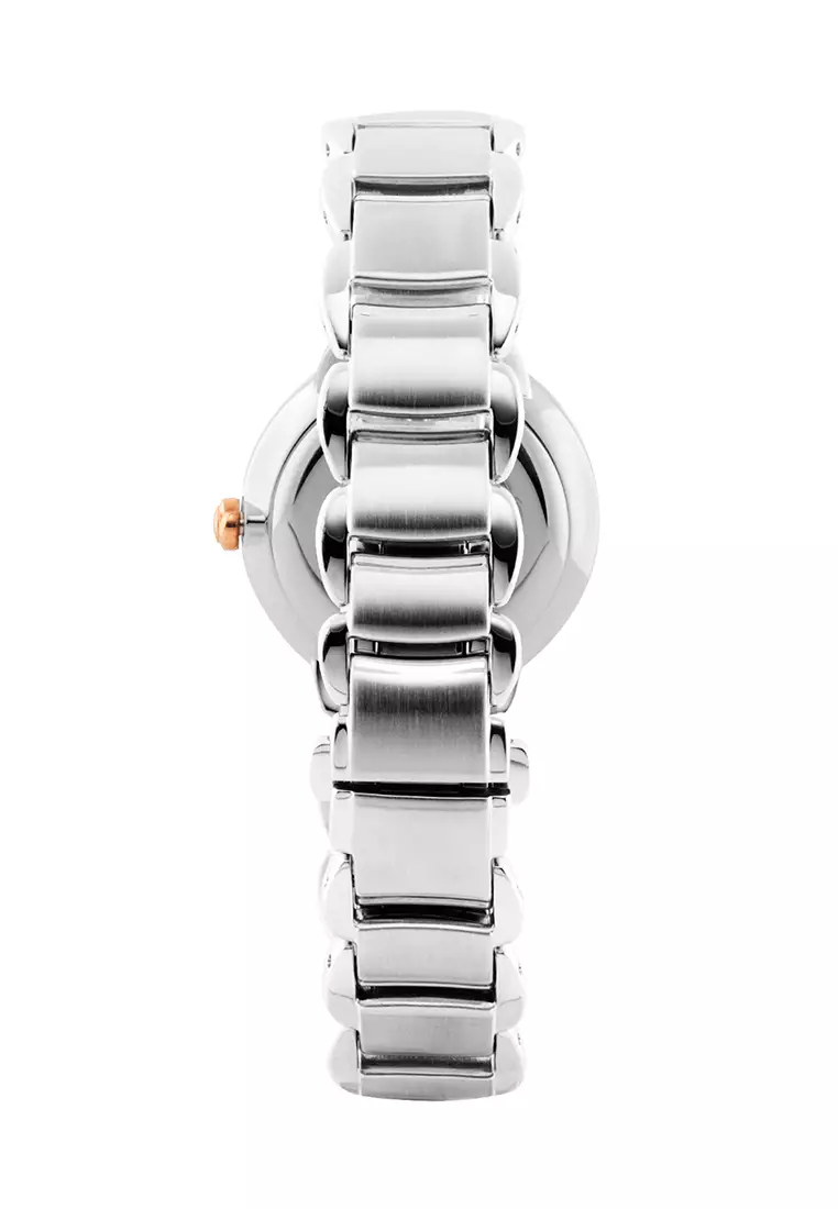 Women's L Stainless Steel bracelet with Two-tone Rose gold plating and White Mother of Pearl - Eco-Drive - EM0536-84Y