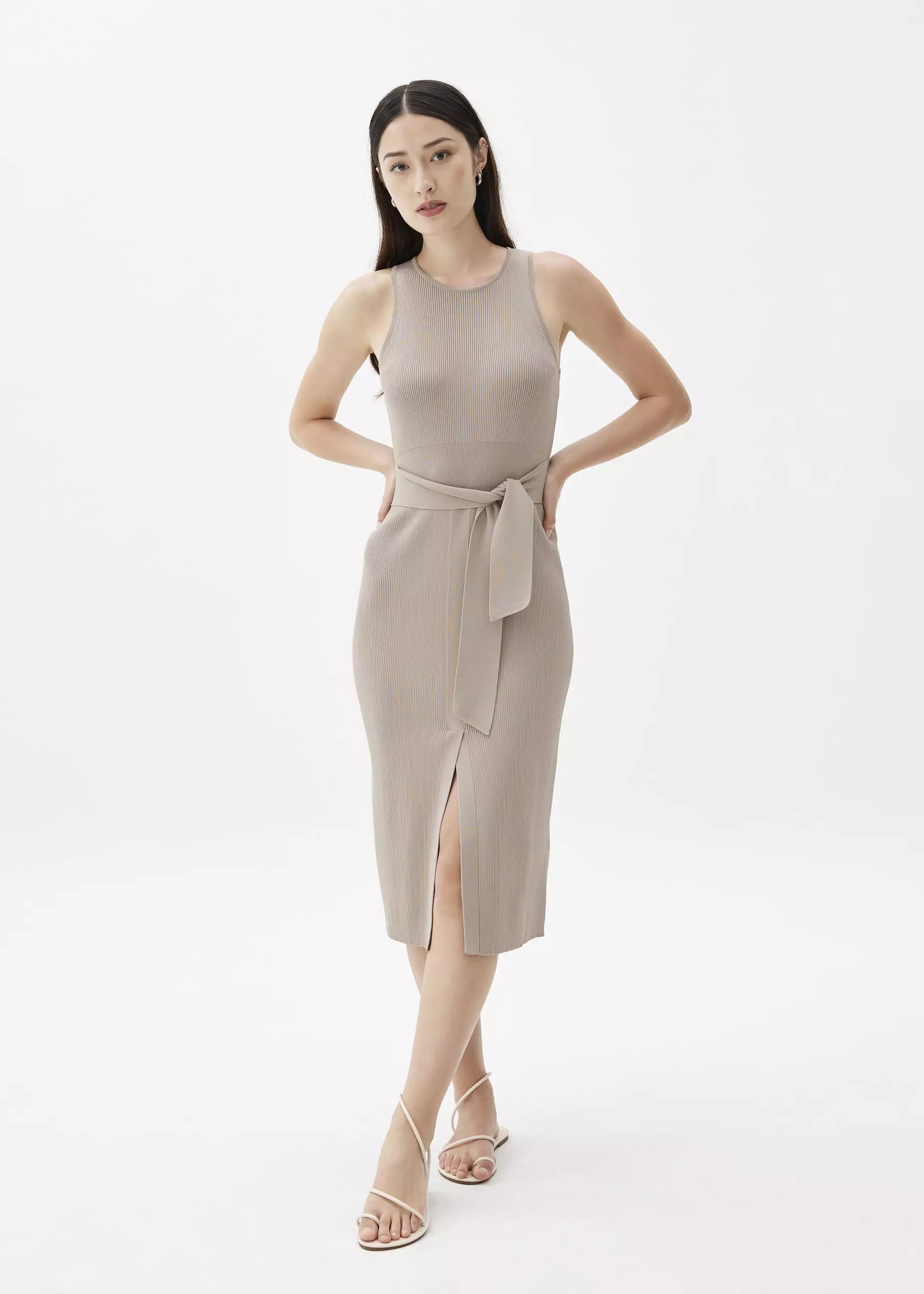 Dress Wanita - Farah Ribbed Knit Midi Dress