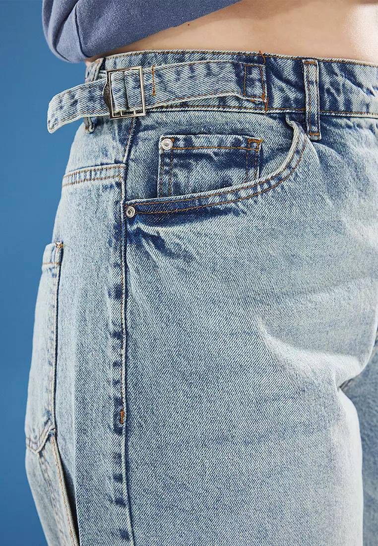 High Waist Pipe Leg Plus Size Jeans