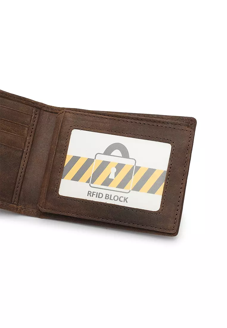 Men's Genuine Leather RFID Blocking Wallet - Brown