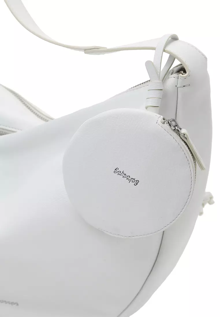 Asymmetric Crescent Hobo Bag - White