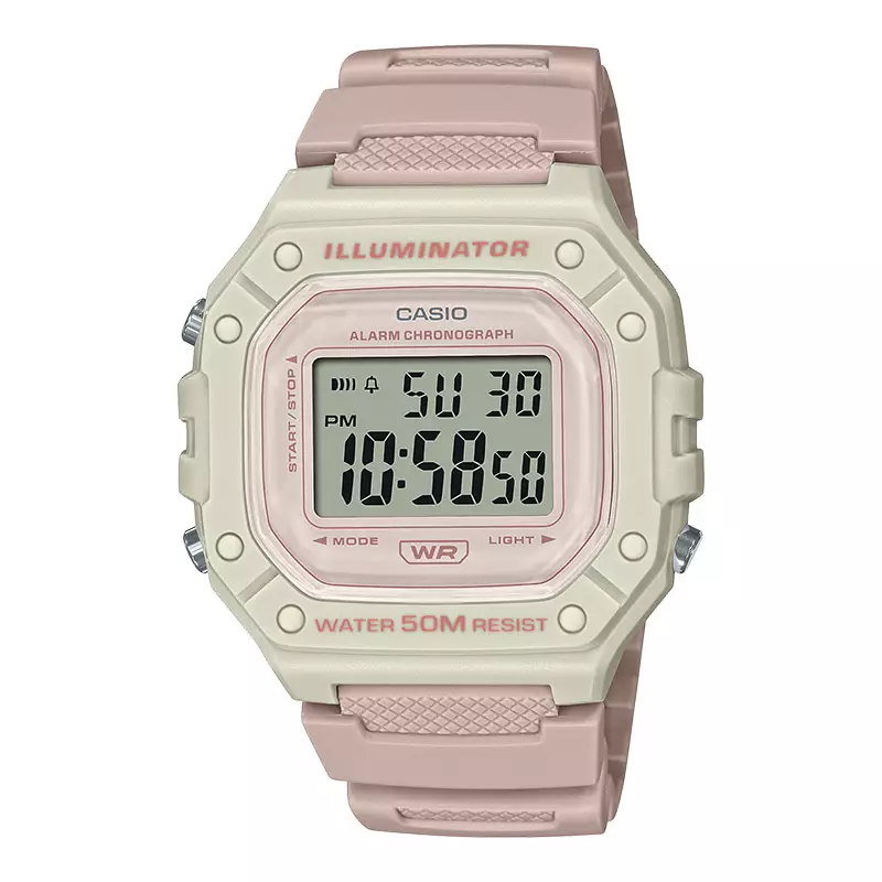 Jam Tangan Unisex Casio General W-218HC-4A2VDF Illuminator Digital Dial Pink Resin Band