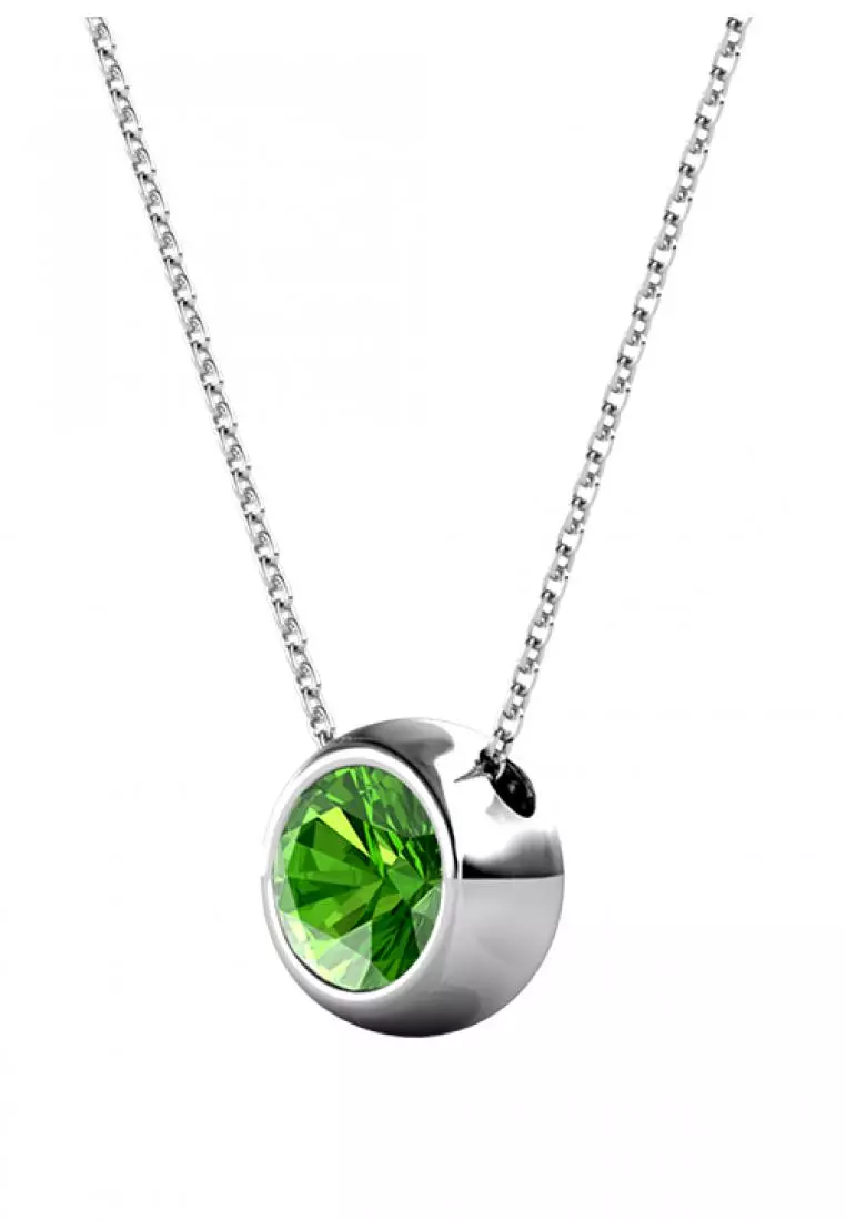 Birth Stone Moon Pendant August Peridot - Kalung Crystal Swarovski by Her Jewellery