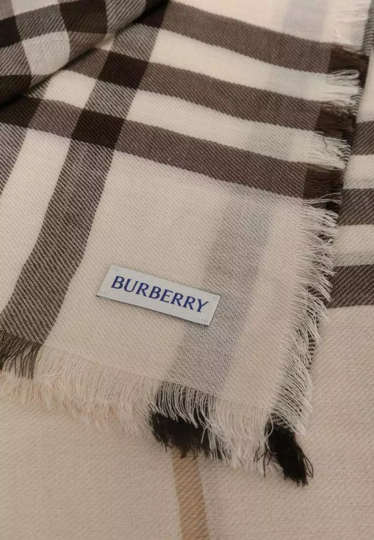 Burberry Wide Check Wool Scarf in Custard Beige main image 1