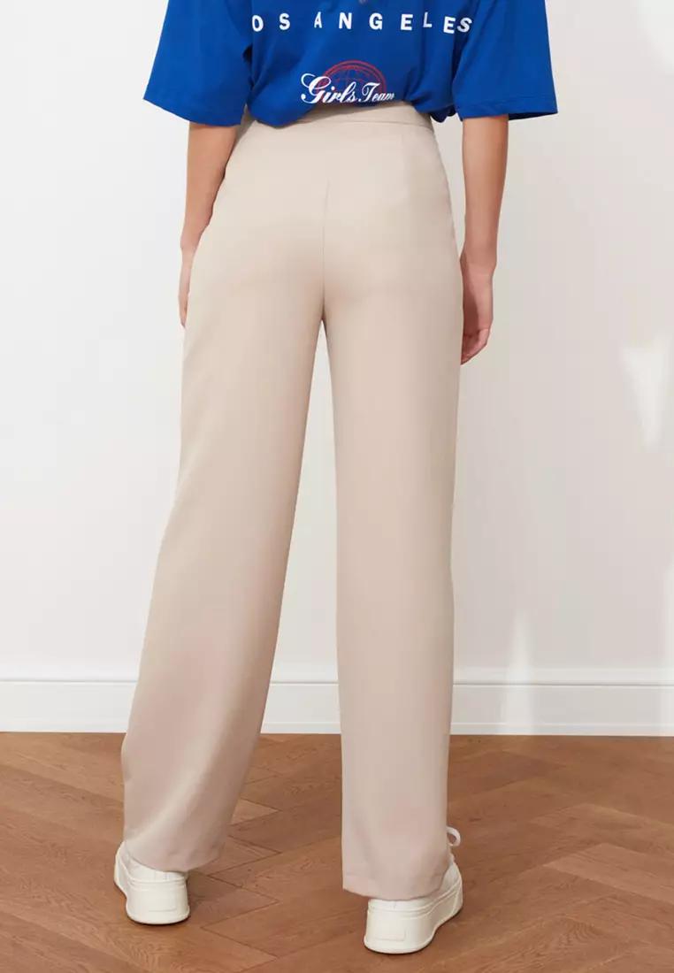 Straight Cut Pleated Trousers