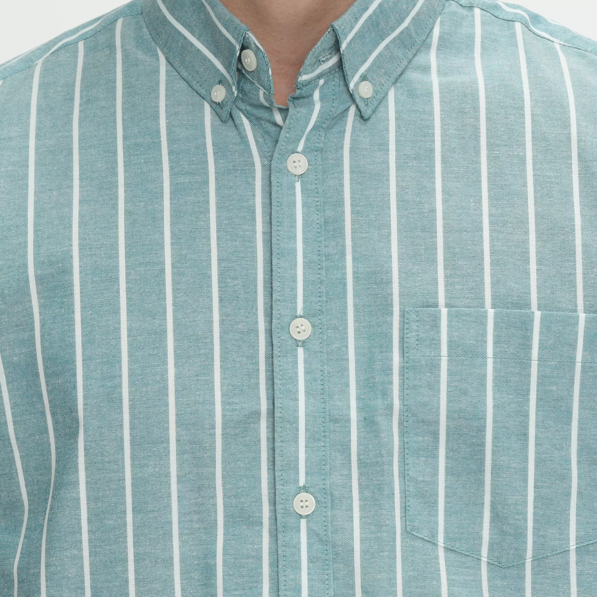 Platini Kemeja Motif Salur Pria Lengan Pendek Katun Green 73494.42