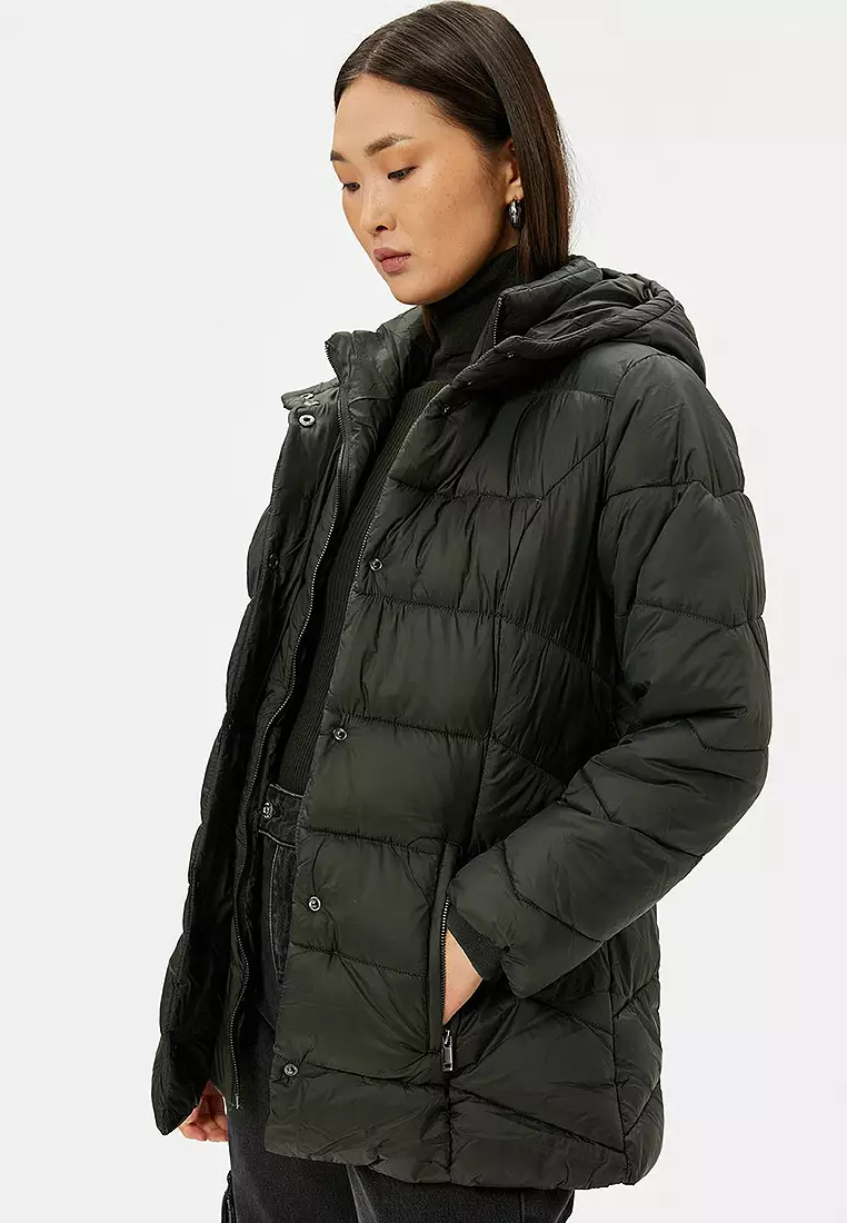 Puffer Hooded Belt Jacket
