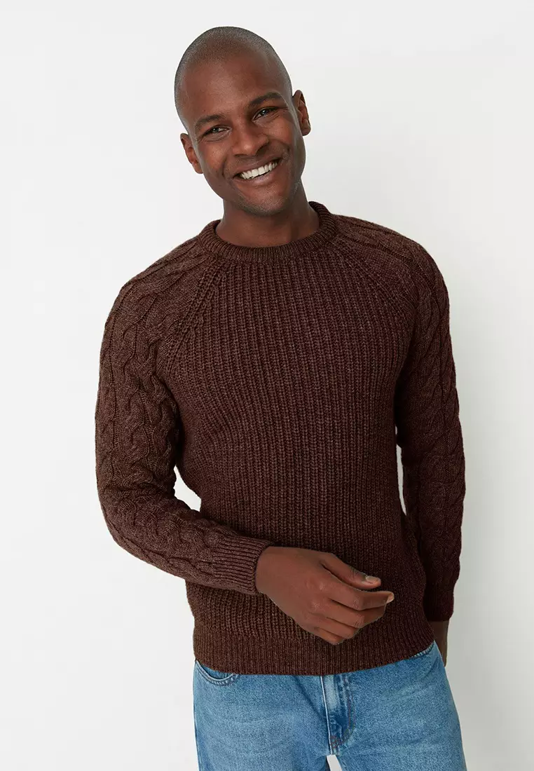 CHRONOIZM BROWN KNIT 【XXL】 Buy Trendyol Brown Casual Unisex Regular Fit Crew Neck Wool