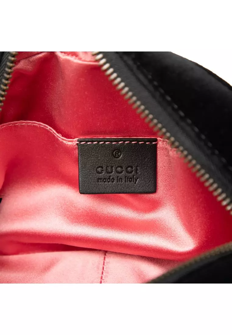 Pre-Loved Gucci Mini Gg Marmont Crystal Embellished Matelasse Velvet Crossbody