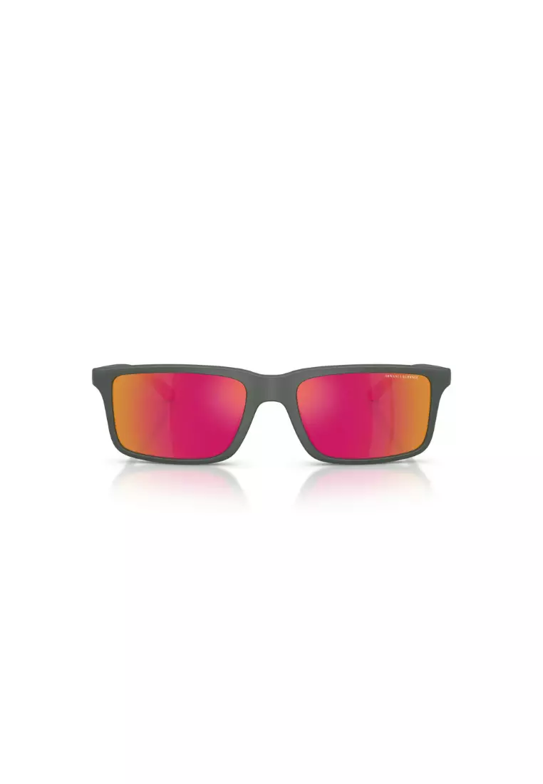 Men's Rectangle Frame Grey Injected Sunglasses - AX4157SU