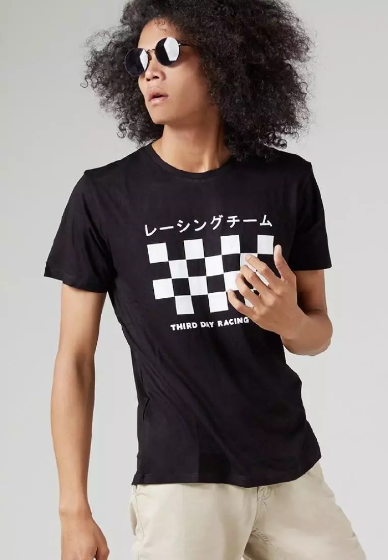 MT695m-s/s men racing tees blkXS