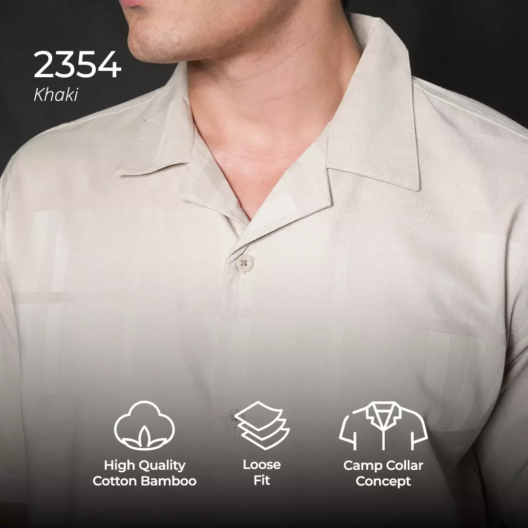 Casella Kemeja Lengan Pendek Kerah Terbuka | Cuban Camp Bowling Collar Xanlos Edition 2354 Khaki
