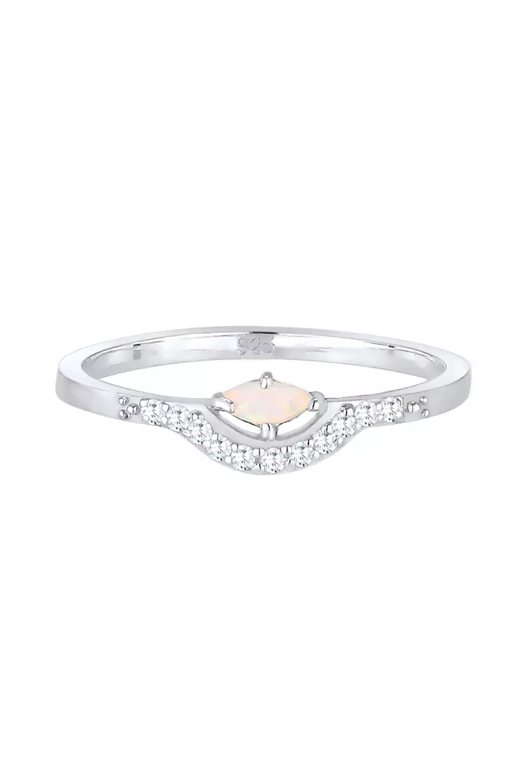 Ring Vintage Design Cubic Zirconia Marquise Opal