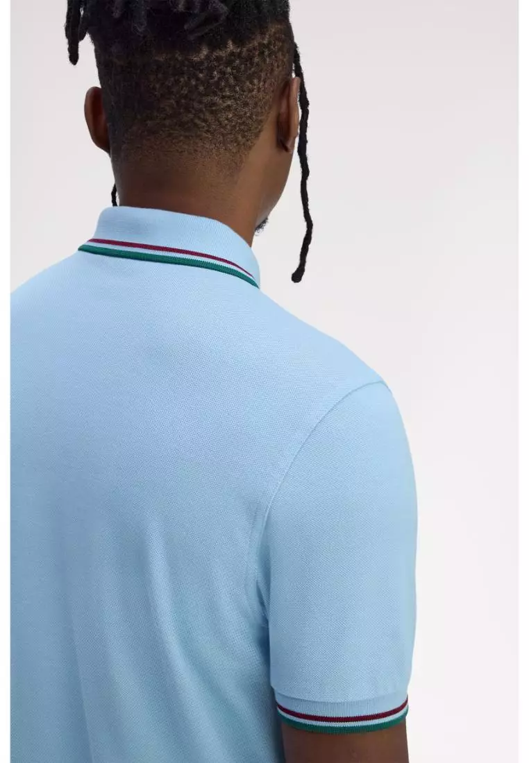 Fred Perry M3600 Twin Tipped Fred Perry Shirt (Track Blue / Burnt Red / Sport Green)