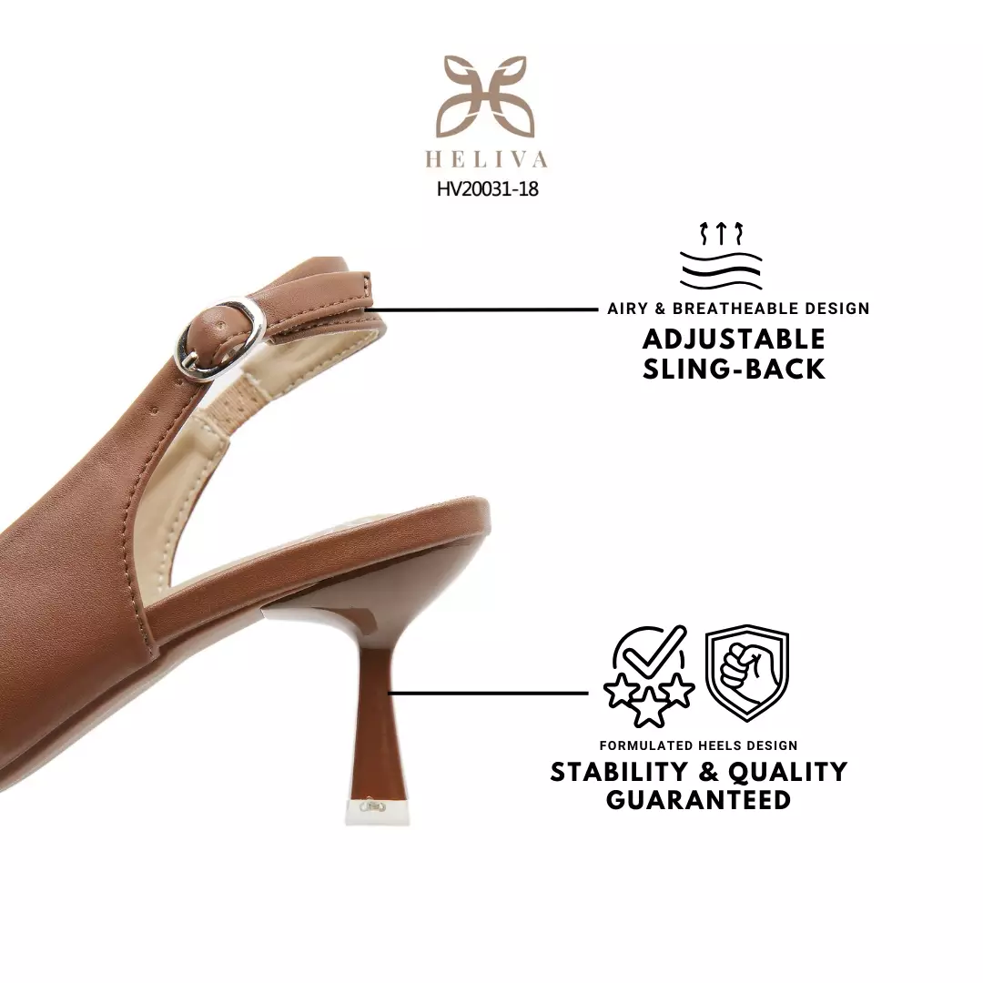 Heliva Windy Elegant Matte Slingback Heels with Sculpted 6.5cm Heel HV20031-18