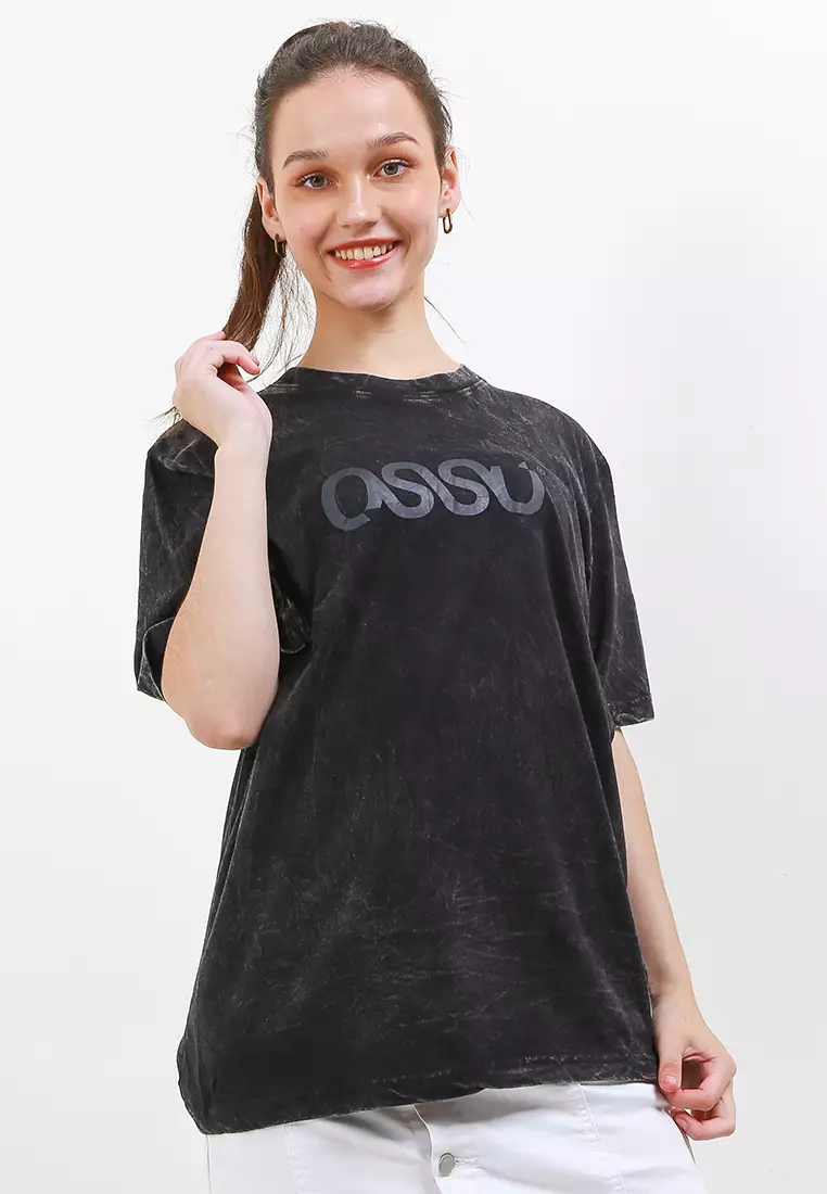 Ossu T-Shirt Logo Basic Full Black Sand Washed Cotton Combed