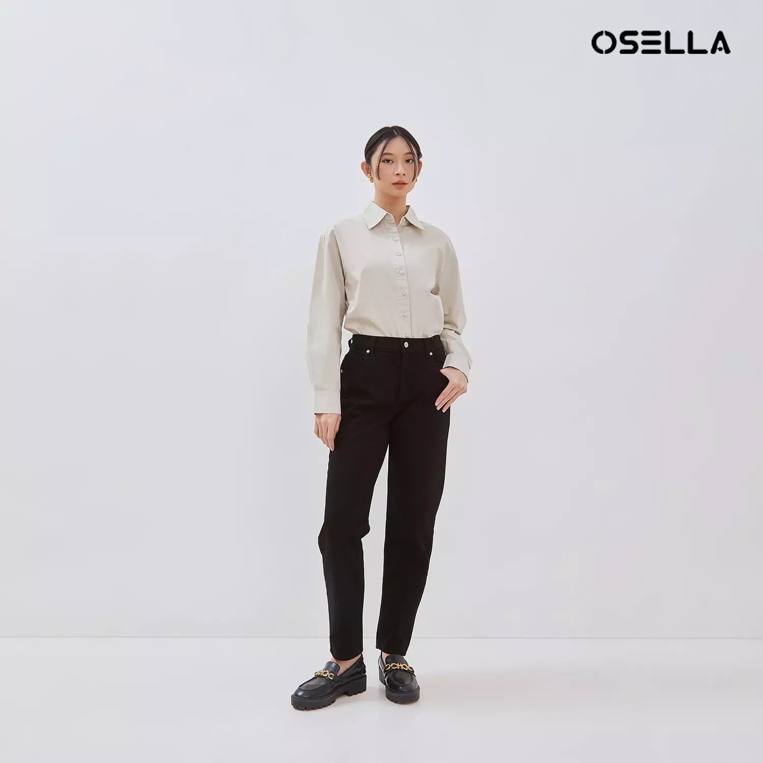 [NEW] Osella Clara High-Waist Mom Black Jeans 218O4003 | Celana Jeans Wanita