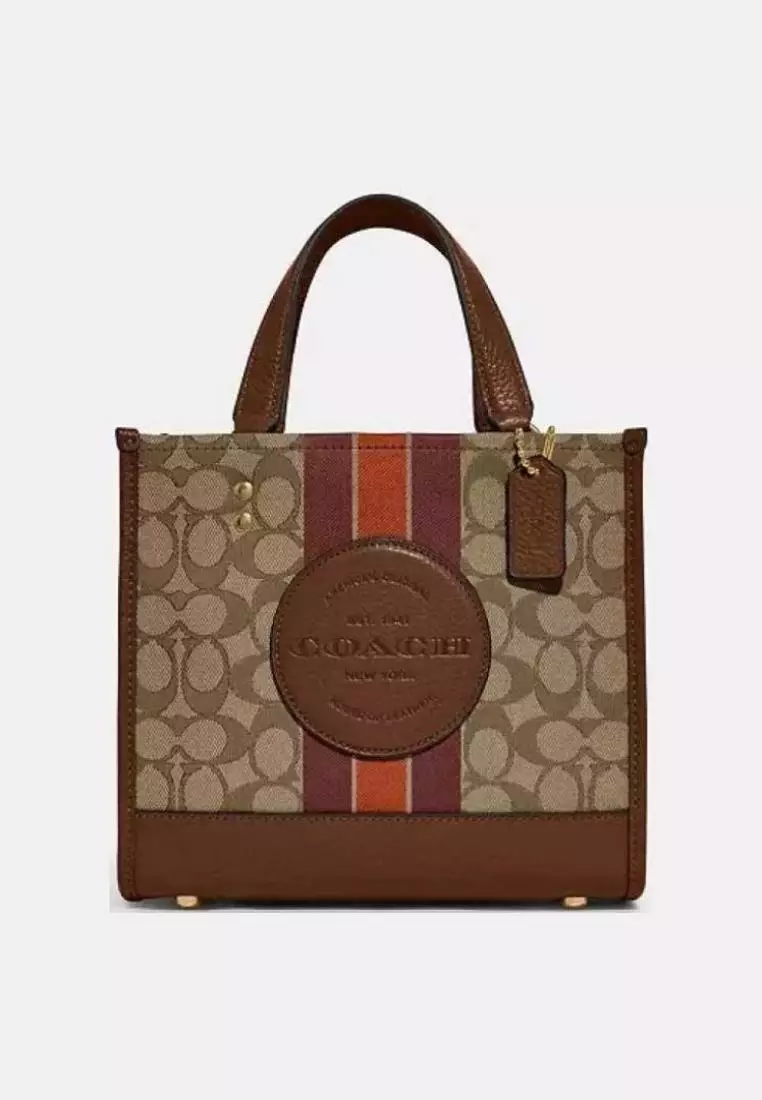 Dempsey tote in signature jacquard with stripe and coach patch deals