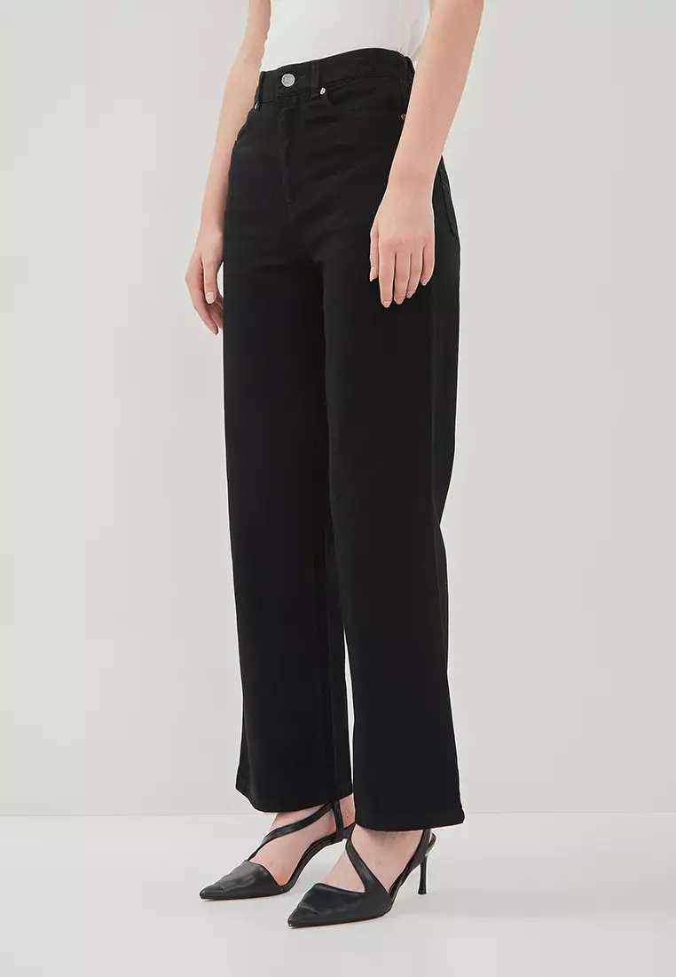 DUST Celana High Loose Jeans Ginari Hitam (D.39152)