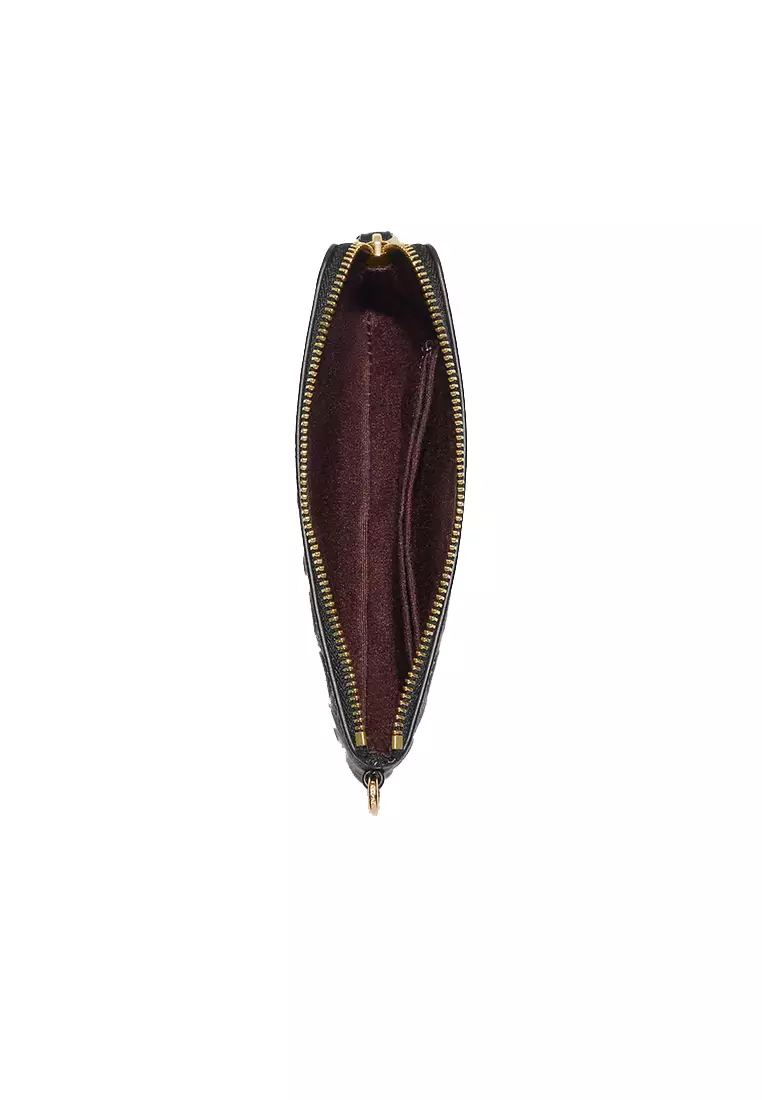 Boxed Corner Zip Wristlet In Signature Leather Black CF358