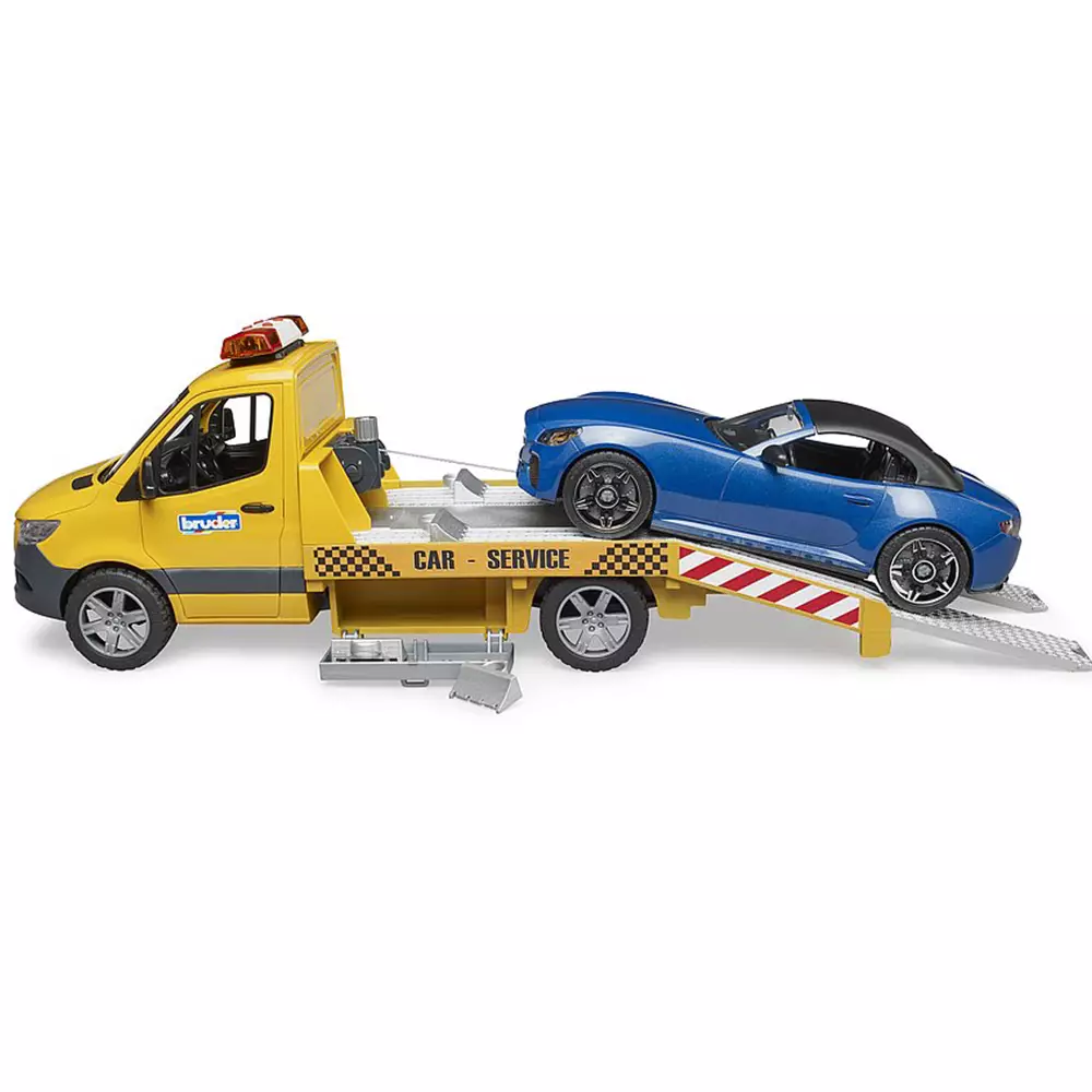 Bruder 2675 - MB Sprinter car transporter with light & sound module and BRUDER roadster