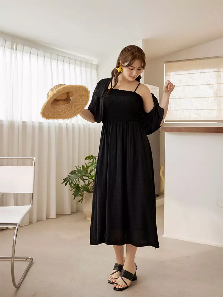 Buy OBSTYLE Pleated waist spaghetti strap A-line dress [DA10076] 2026  Online | ZALORA